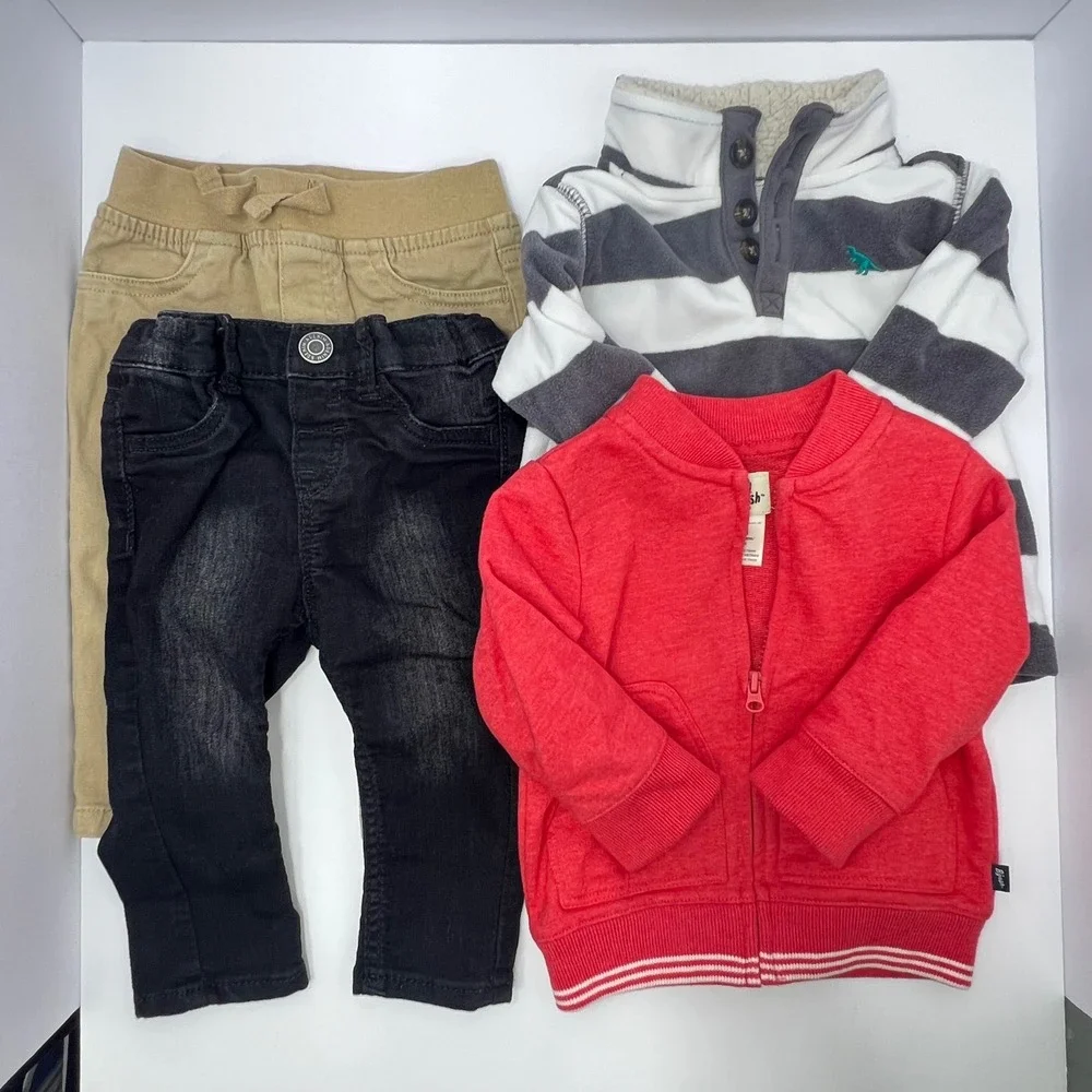 Carters H&M OshKosh Garanimals Mixed Lot Baby Boys 6M Fleece Denim Khaki Outfit